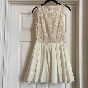 NWOT Cream lace and pleated dress